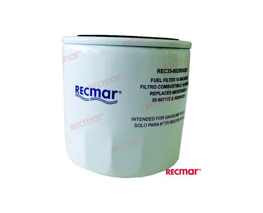 REC24942 - Filtre essence séparateur d'eau 10 microns long Mercruiser 35-802893Q01 / Volvo Penta 855686/ OMC 0509532