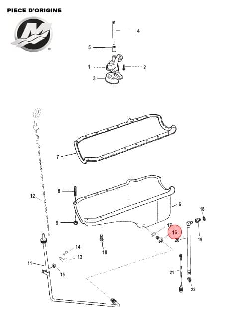 BK-807804 - Raccord tube jauge à huile sur carter d'huile alu Mercruiser 807804